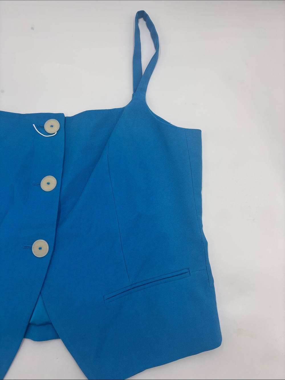 MANGO Suit Vest with Open Back in Blue - Picture 2 of 6